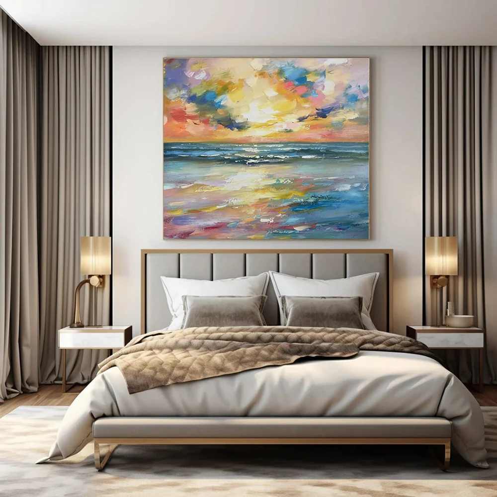 Themed Handmade Painting Coastal Suited Canvas Artwork T8ZJ2